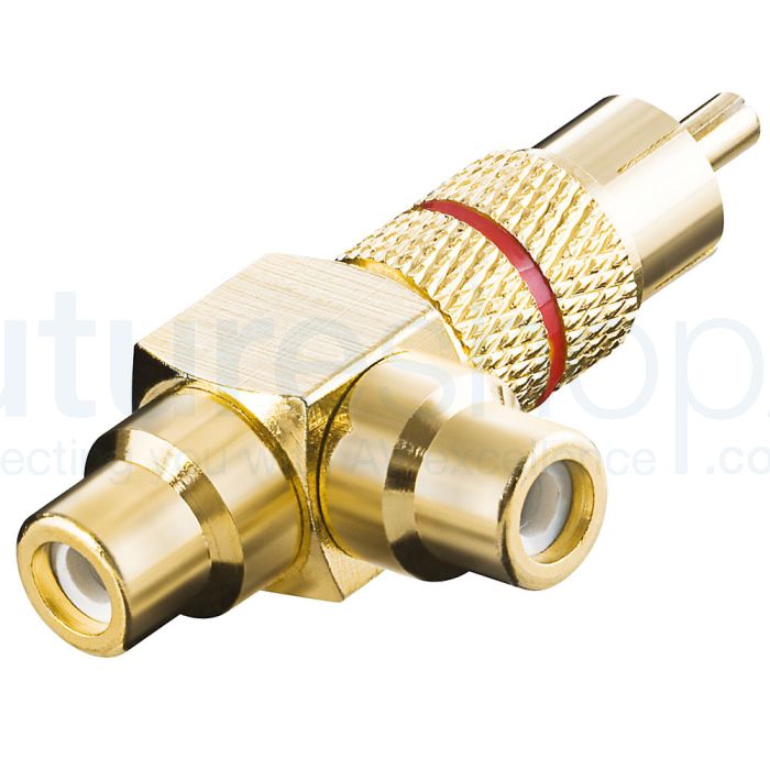 GooBay Single RCA (Male) to 2 RCA (Female) Splitter - Red