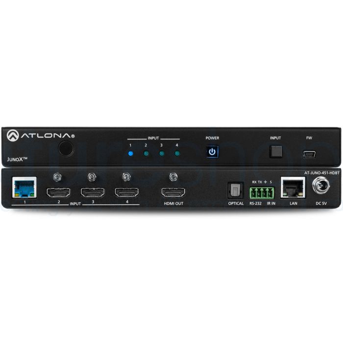 Atlona AT-JUNO-451-HDBT  4K HDR Three-Imput HDMI Switcher with HDBaseT input and Auto-Switching