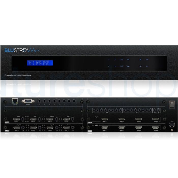 Blustream PRO88HDMI-V2 Custom Pro 8x8 HDMI Matrix with 4K HDR, IP Control, 2-Way IR