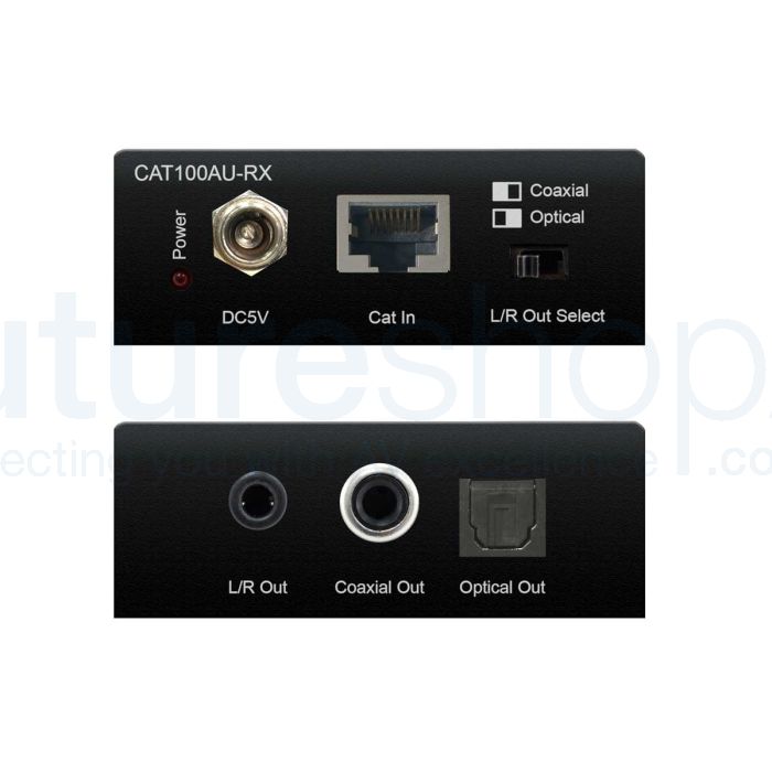 Blustream CAT100AU Audio over CAT - Receiver - Front & Back