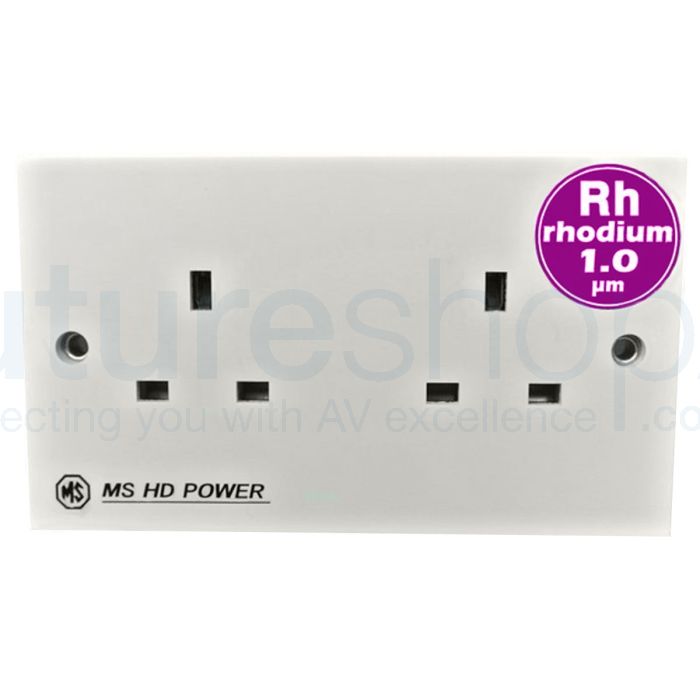 MS HD Power Audio Quality UK Double Gang Wall Socket Rhodium - MS9296Rh