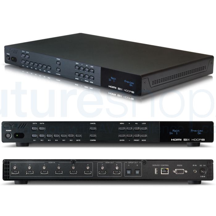 CYP 6x2 HDMI Switch with Audio De-Embedding (4K resolution support & HDCP2.2)