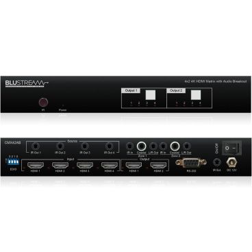 Blustream CMX42AB Contractor 4x2 HDMI2.0 4K HDCP2.2 Matrix with Audio Breakout, EDID Management and IR Routing