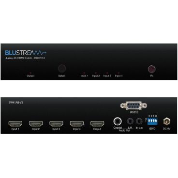 Blustream SW41AB-V2 4-Way 4K HDMI Switch - Front & Back