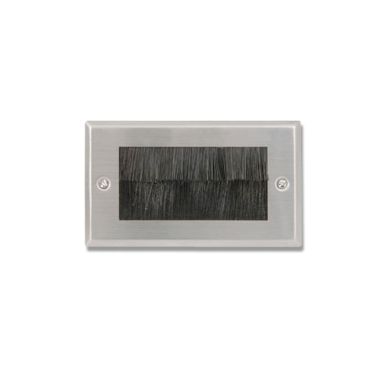 FSUK Click Deco Double Steel Wall Plate with Black Brushes