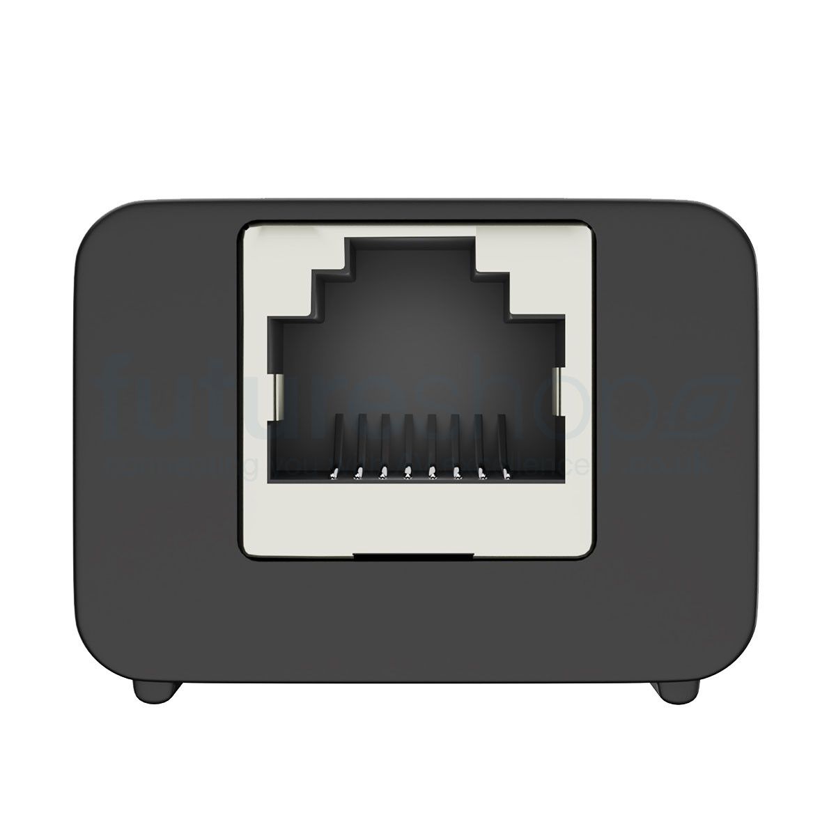 English Electric EE1 rear showing RJ45 input and output ports with bundled Chord C-Stream Ethernet cable