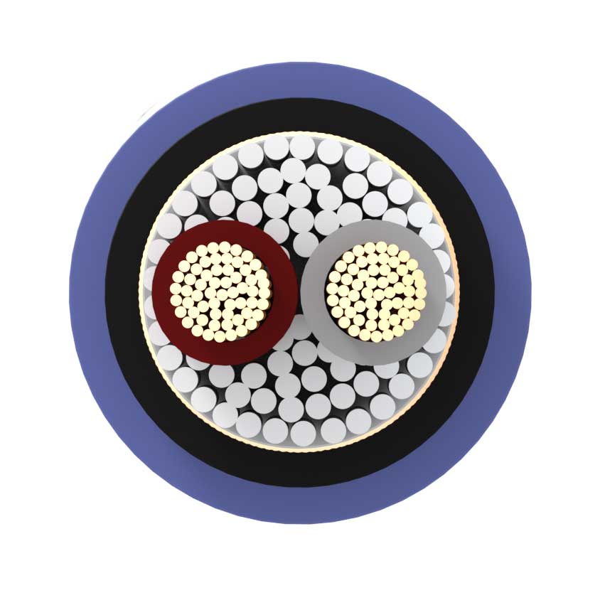 Furutech FA-αS22 cross-section Cross-section of the Furutech FA-αS22 showing two stranded conductors, cotton filler, shield and black inner sheath