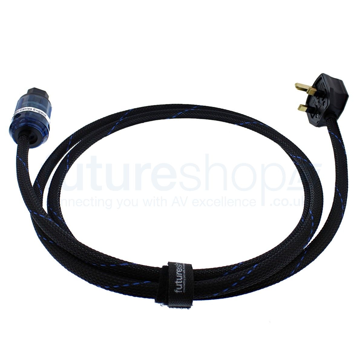 Merlin Tarantula MK6 in blue finish showing cable flexibility and UK mains plug