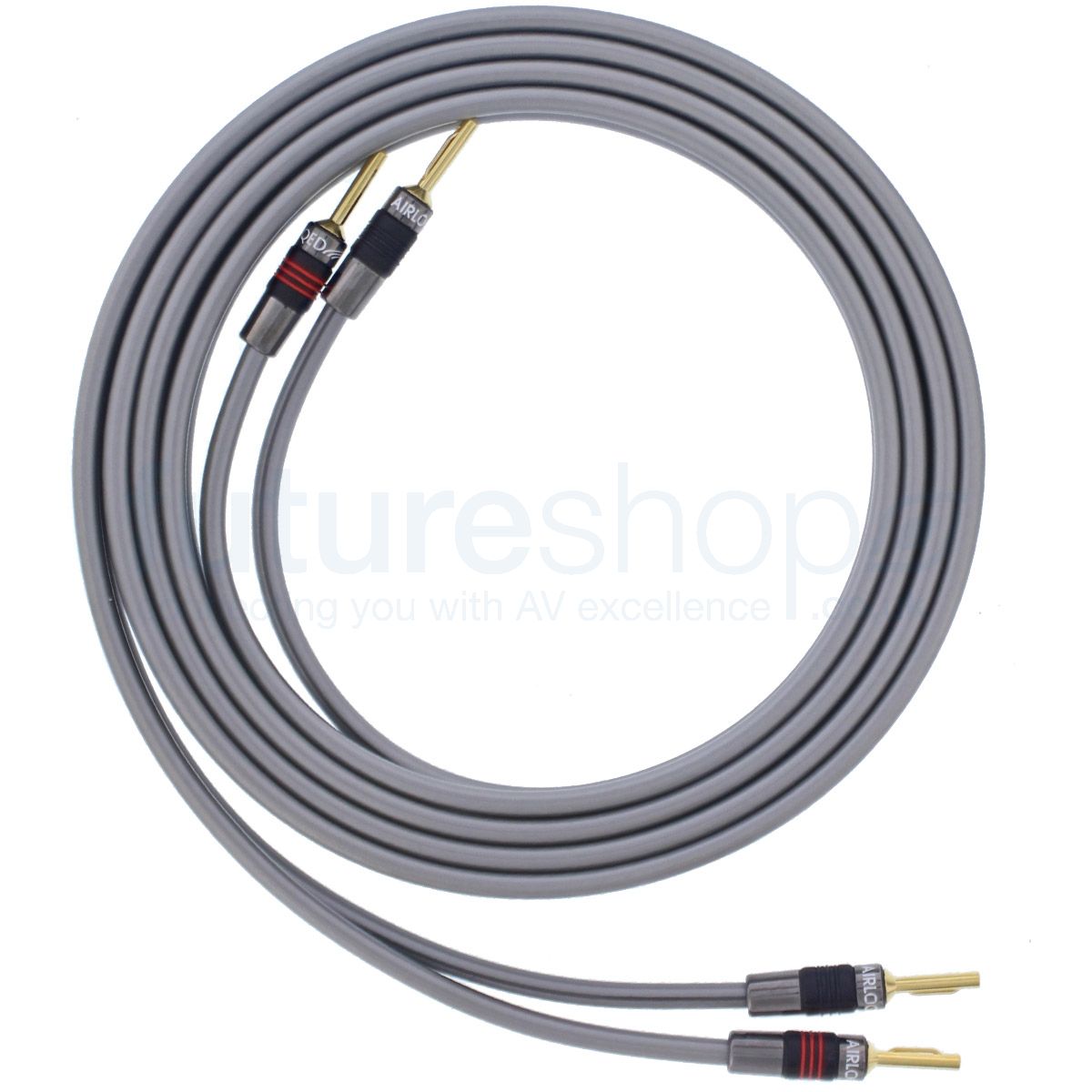 QED XT40i speaker cable showing X-Tube construction and custom banana plug termination