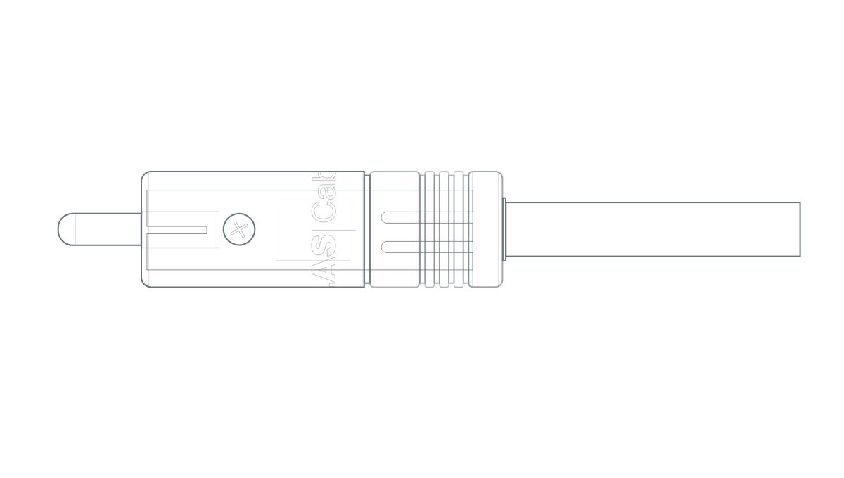 Atlas Integra RCA Plug Atlas Integra RCA plug assembly drawing, side view of the cold-weld plug on the cable