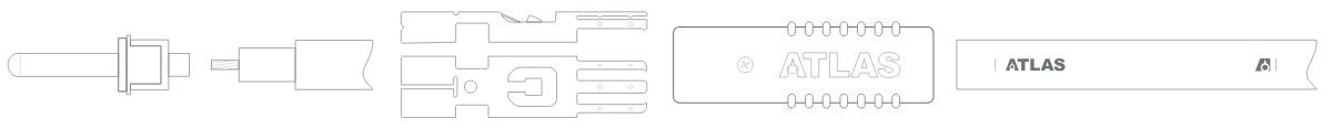 Atlas Achromatic X RCA Assembly Sequence Atlas Achromatic X RCA plug assembly sequence, from pin and conductor to brackets, plug body and cable