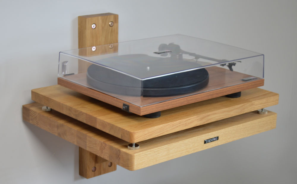 Atacama Apollo turntable wall shelf mounted in a listening room