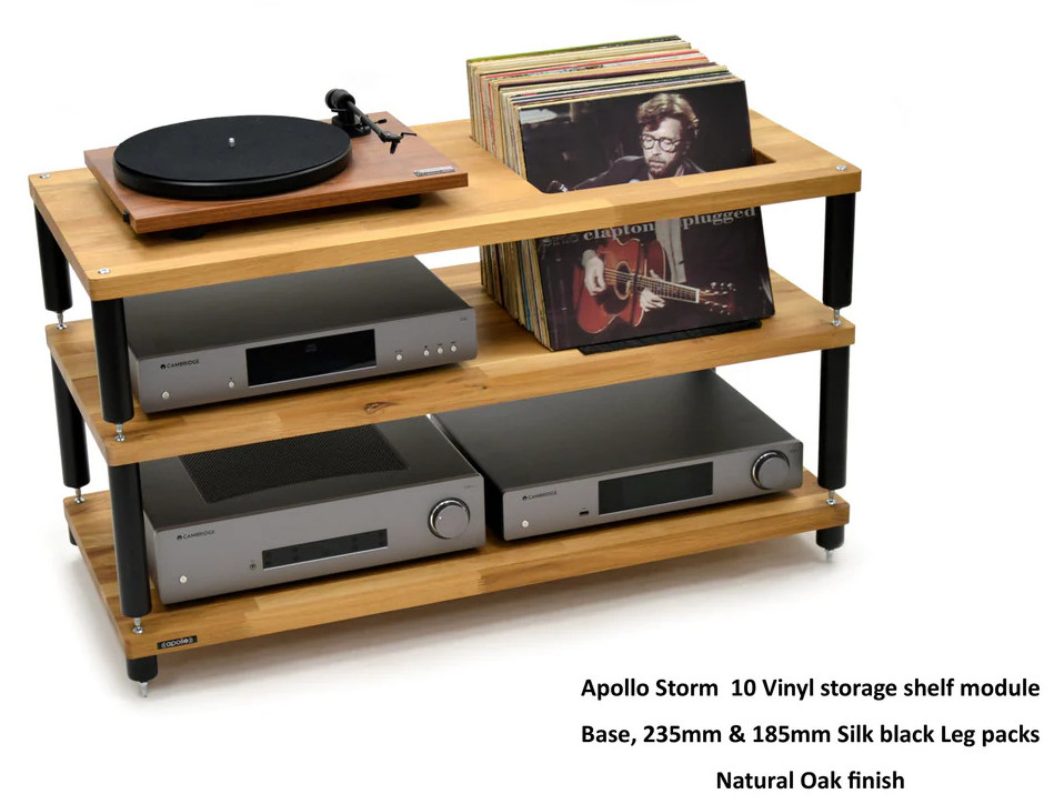 Atacama Apollo Storm Vinyl Top Shelf with records stored beside the turntable
