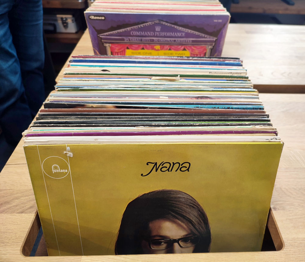 Nana Mouskouri LP record stored in the Atacama Apollo vinyl coffee table