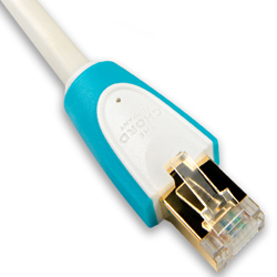 Chord C-Stream CAT7 Ethernet cable showing gold-plated contacts and over-moulded plug body