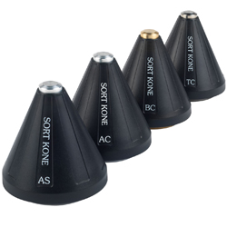 Nordost Sort Kone isolation cones showing titanium and ceramic material construction