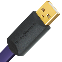 Wireworld flat profile USB audio cable showing Uni-Path geometry and Composilex insulation construction